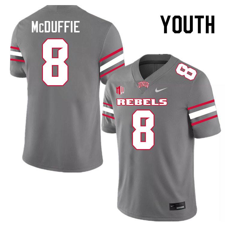 Youth #8 Marsel McDuffie UNLV Rebels College Football Jerseys Stitched-Grey